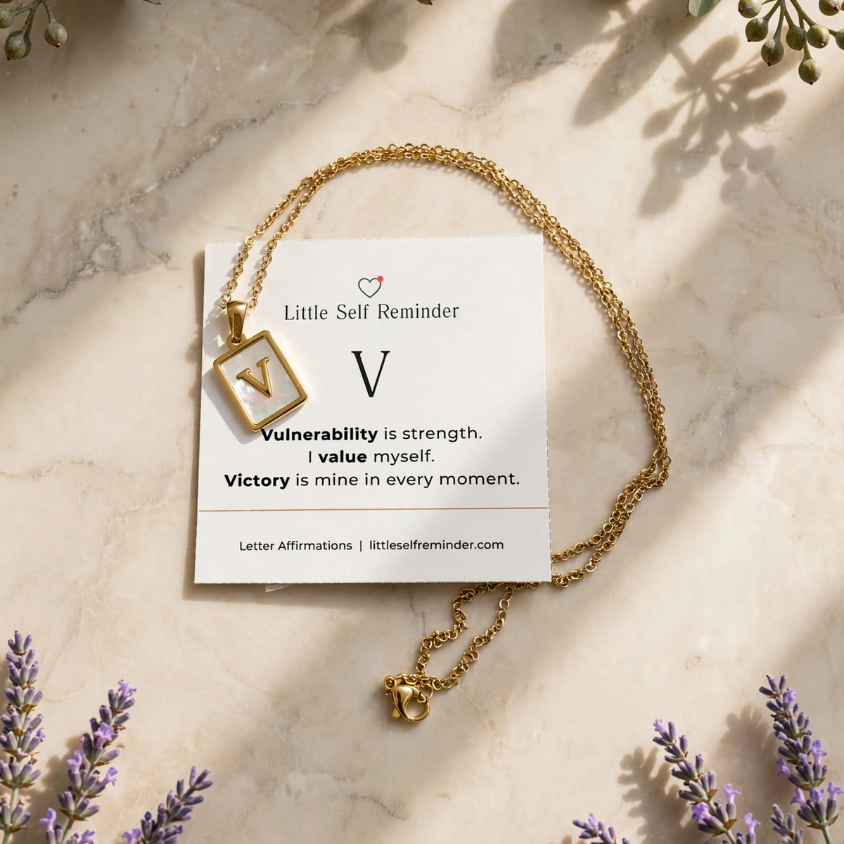 Initial Affirmation Necklace from Little Self Reminder