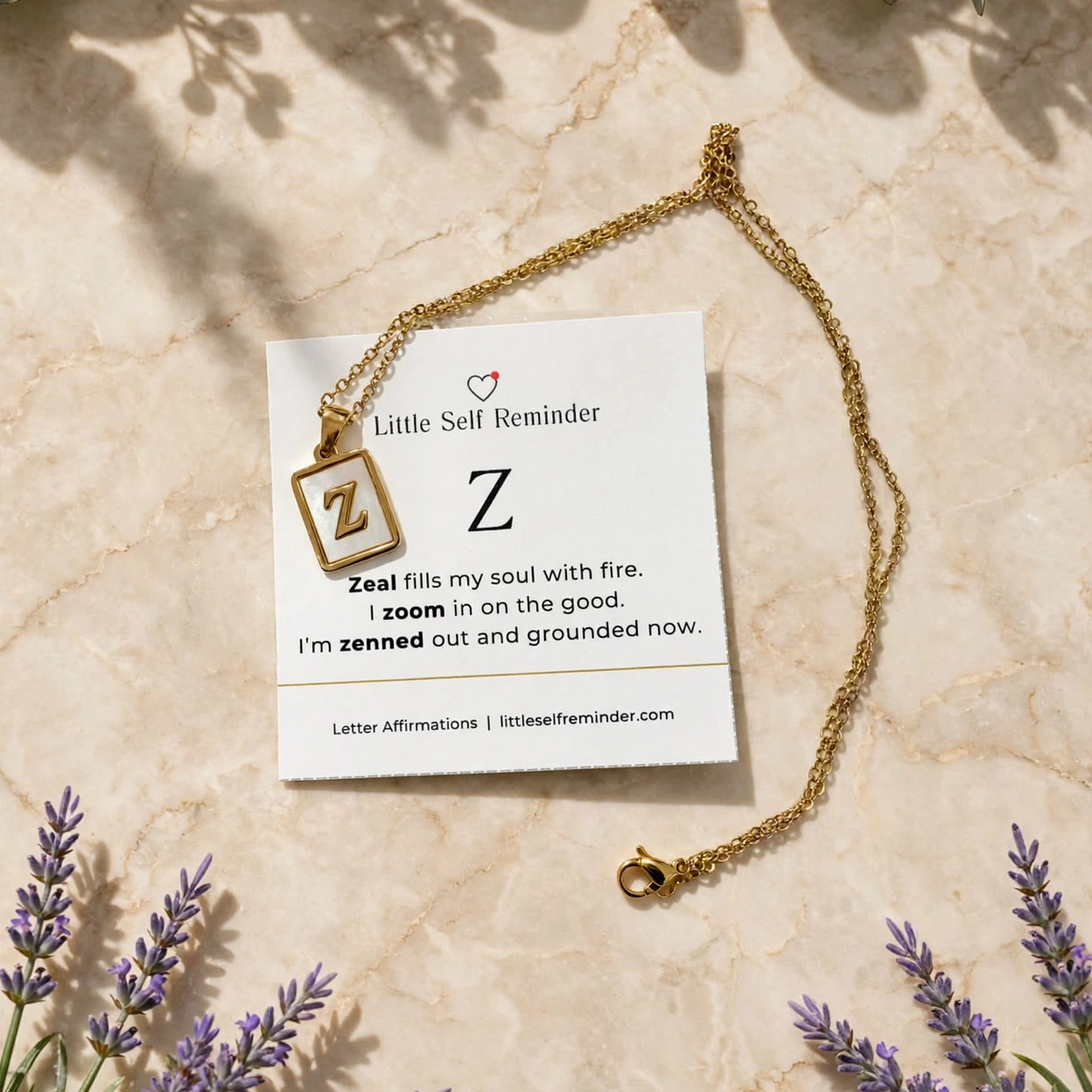 Initial Affirmation Necklace from Little Self Reminder
