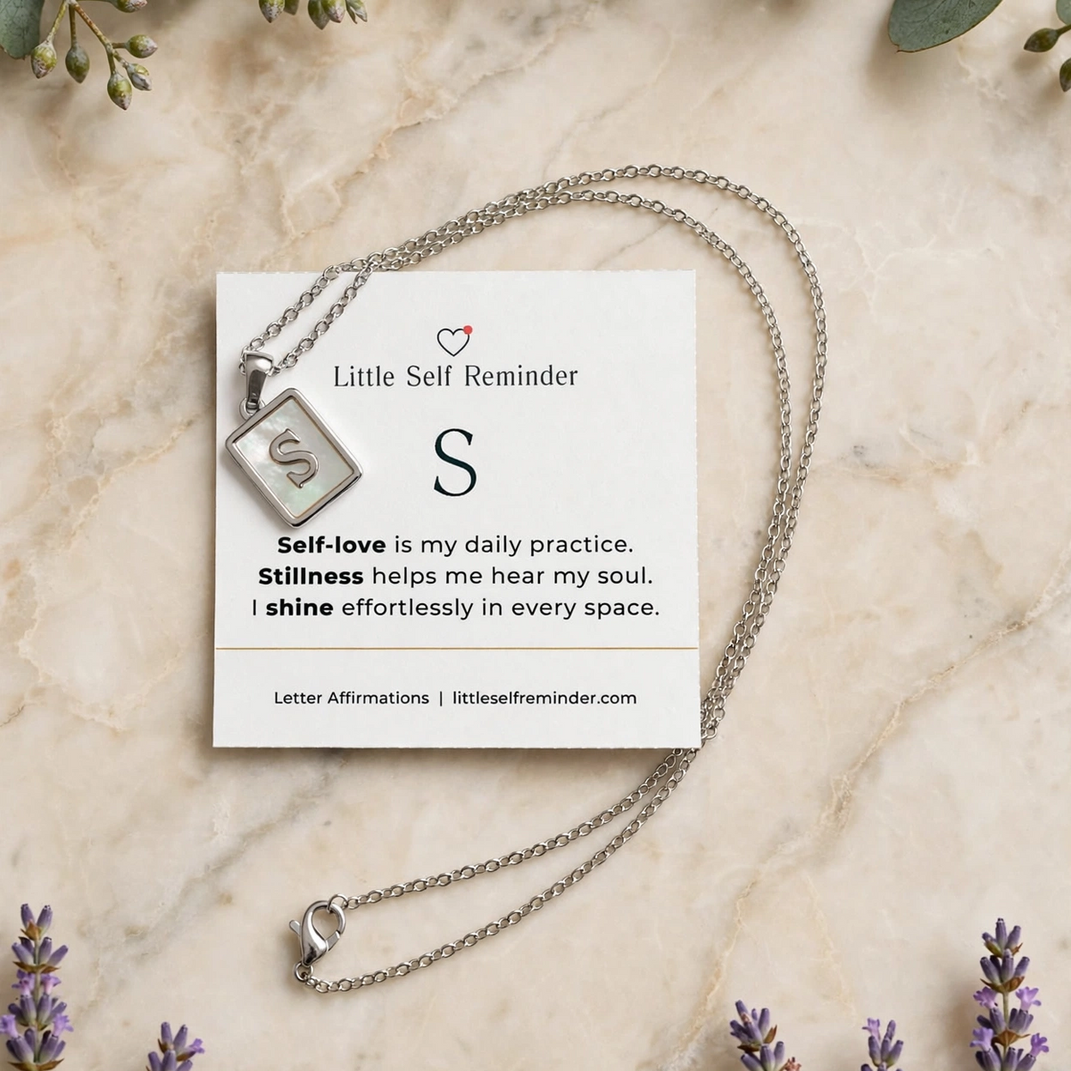 Initial Affirmation Necklace from Little Self Reminder