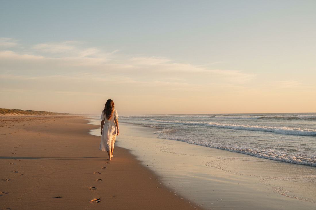 Woman taking a peaceful walk to clear her mind
