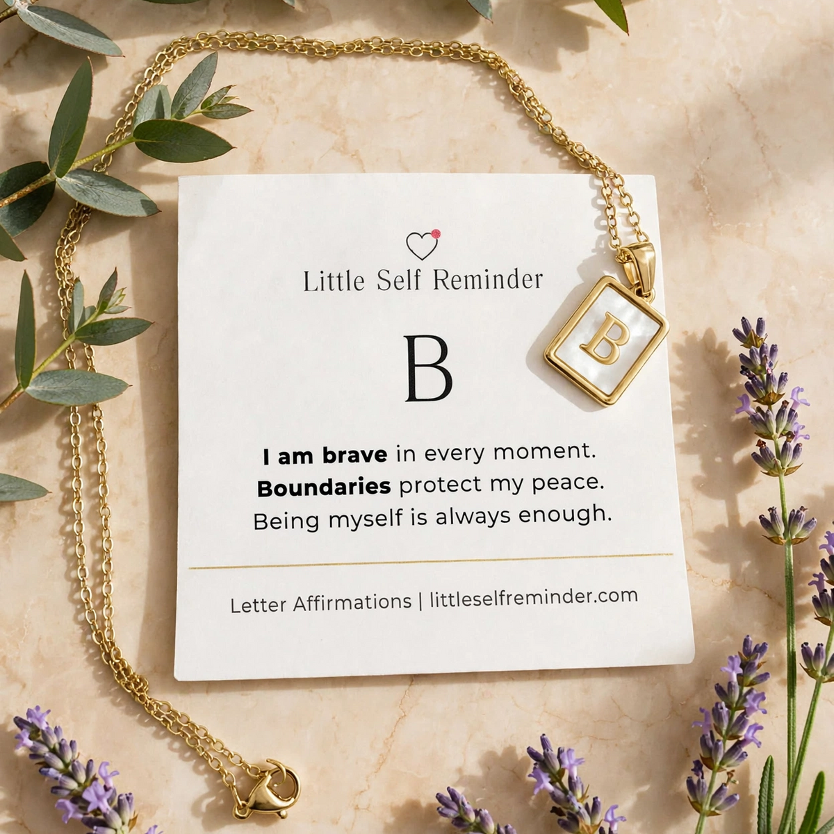 Initial Affimation Necklace from ittle Self Reminder