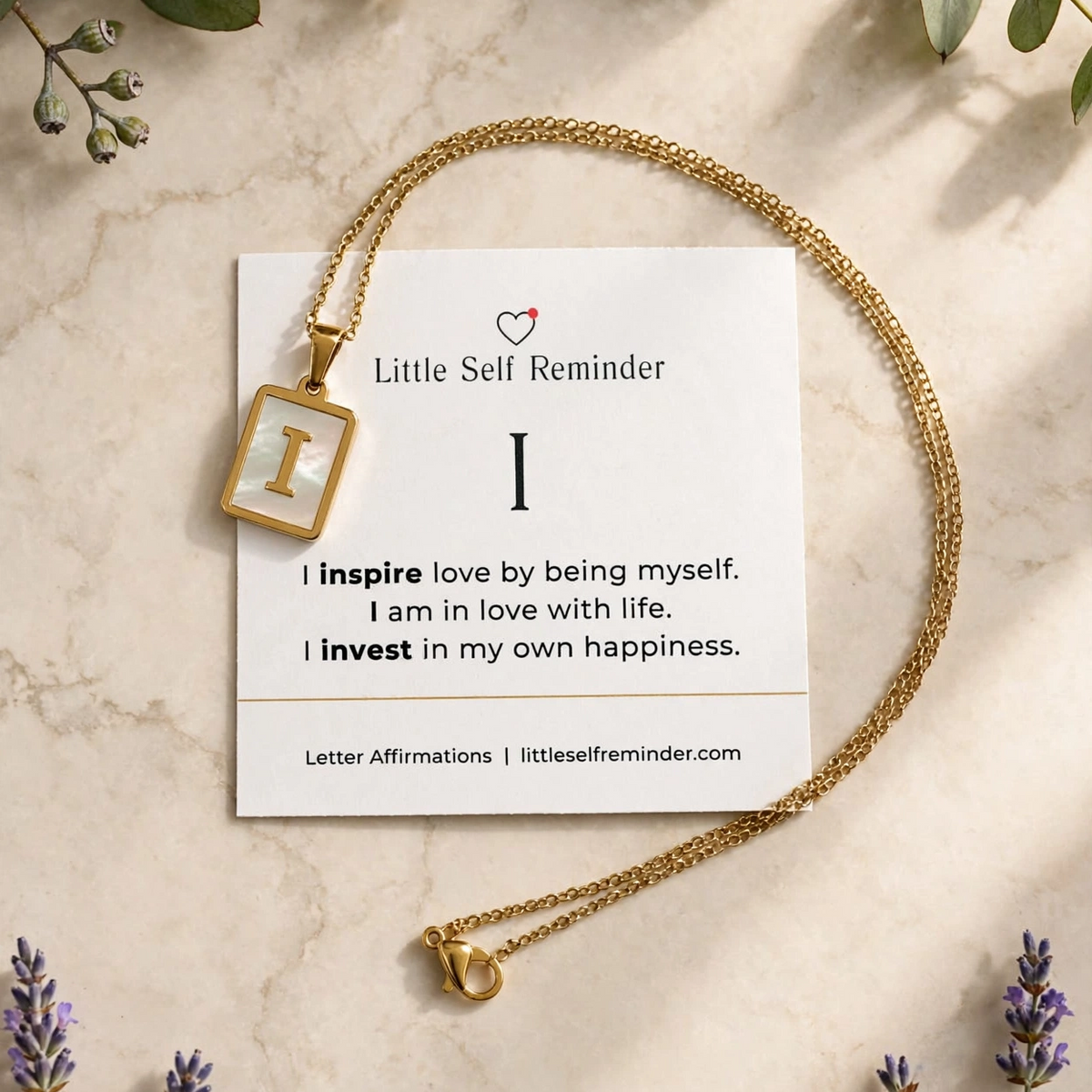 Initial Affirmation Necklace from Little Self Reminder