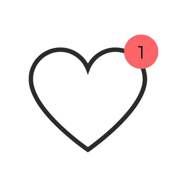 Heart shape with a red dot labeled '1' on a white background