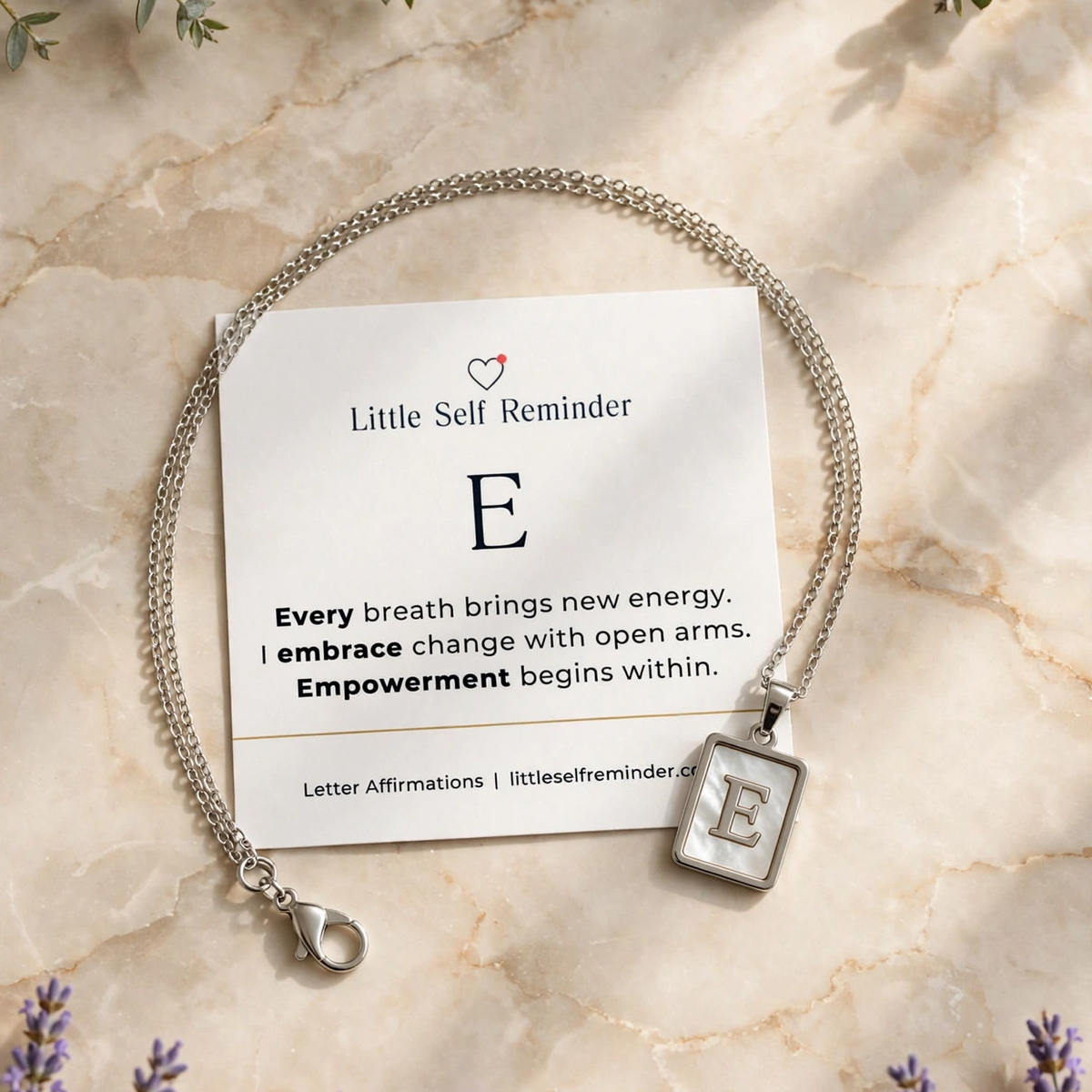 Initial Affirmation Necklace from Little Self Reminder