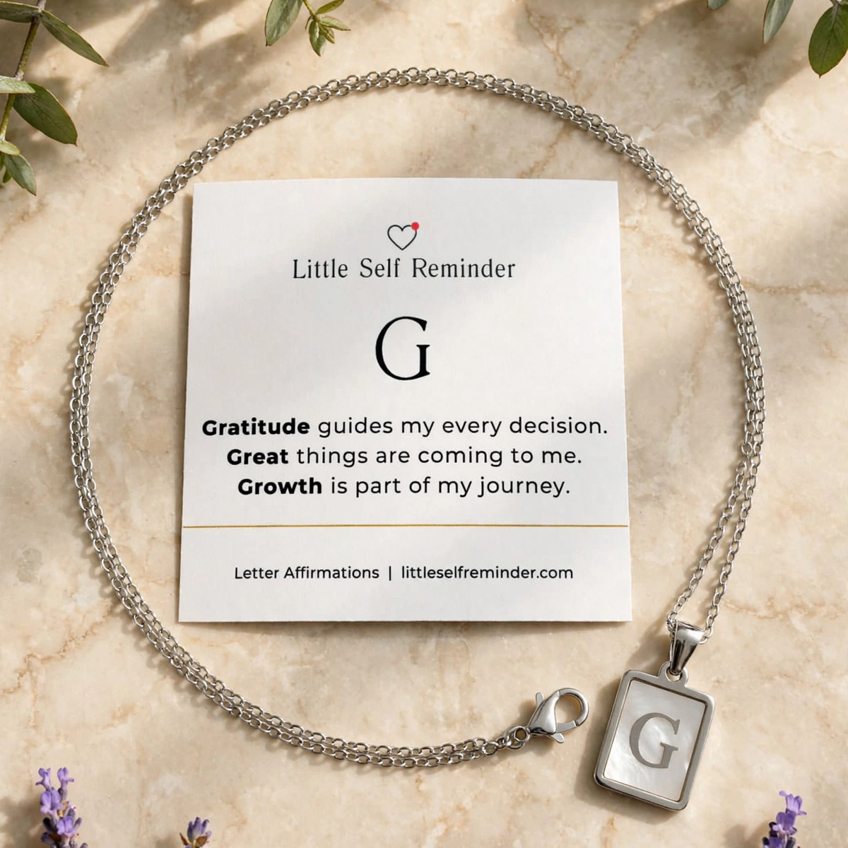 Initial Affirmation Necklace from Little Self Reminder