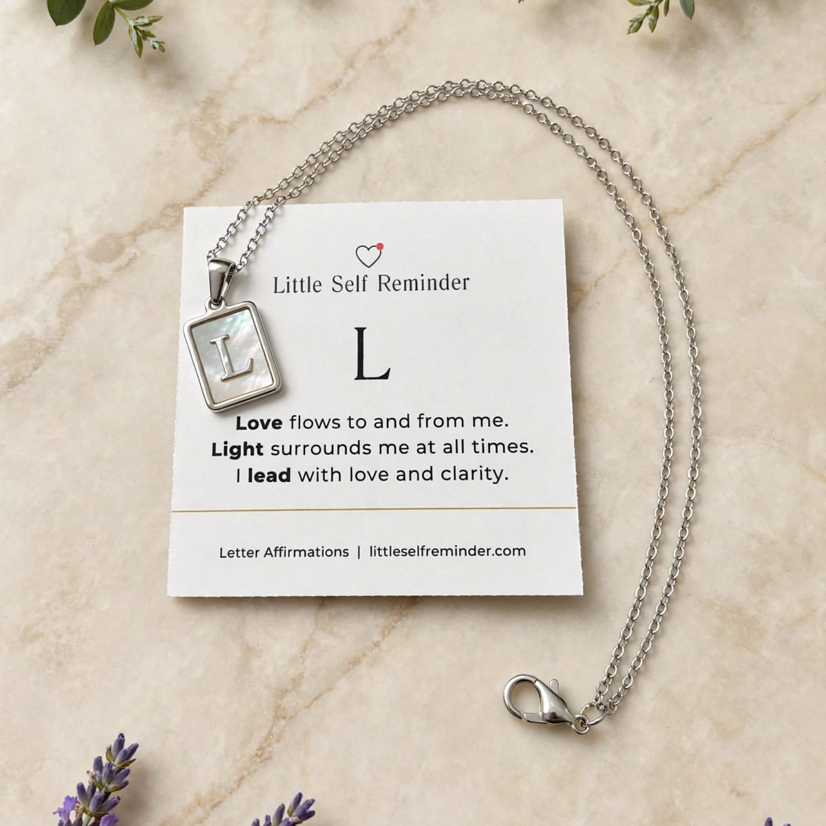 Initial Affirmation Necklace from Little Self Reminder