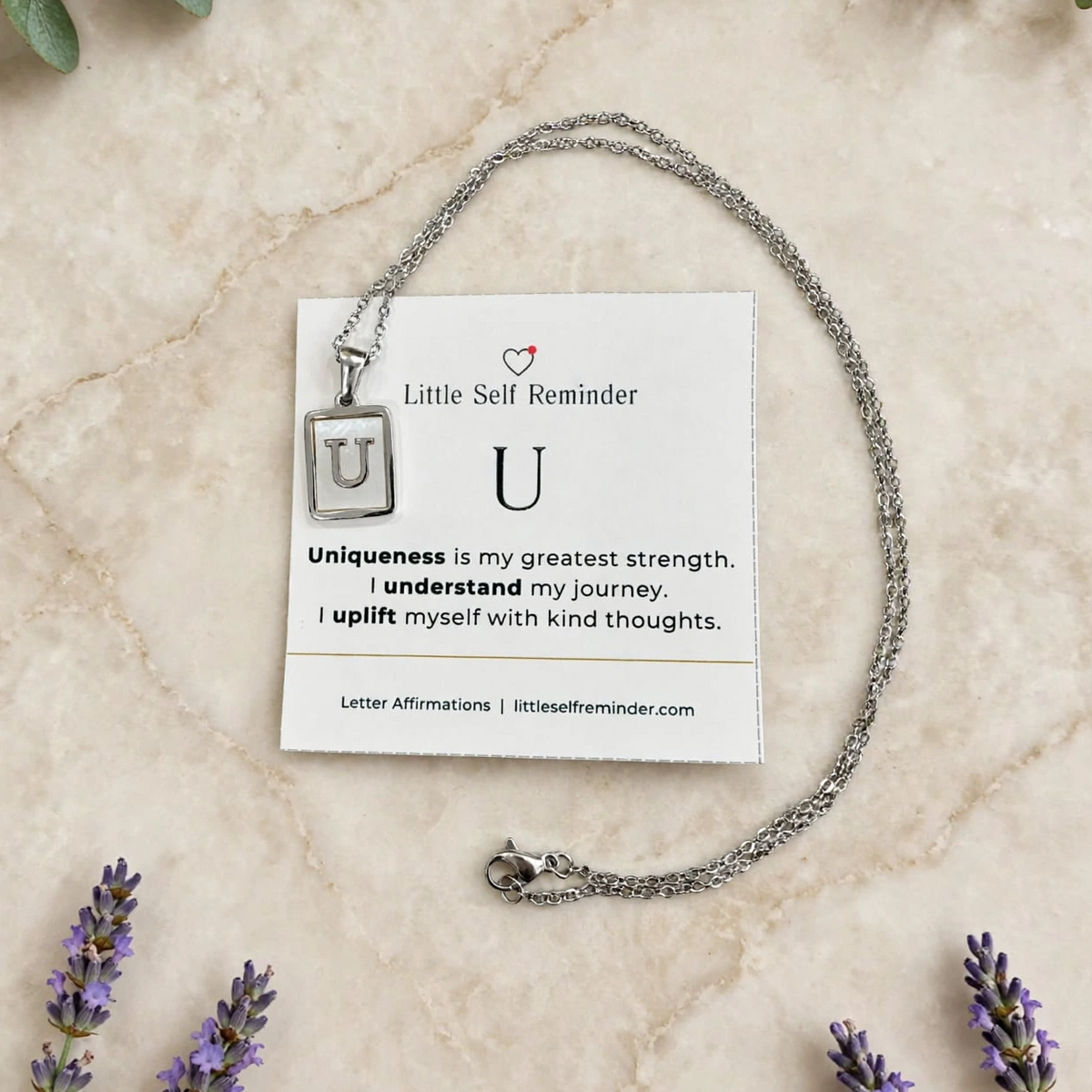Initial Affirmation Necklace from Little Self Reminder